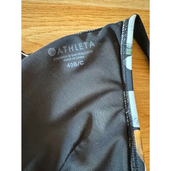 ATHLETA Halter Swim Top Black Floral Size 40 B/C Athletic Tankini Top - Picture 6 of 6